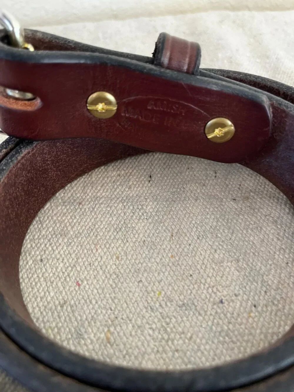 Amish Made In USA Leather Hand Crafted Brown Farm-House Heavy Weight Belt Sz 40